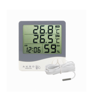 Termo-Higrômetro Digital com Sensor Externo e Relógio – AK28 new - AKSO