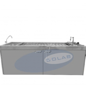 Mesa Com Roletes Necropsia (Suporte Craniano e Armário) (SL-409-AR)